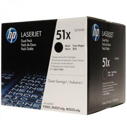 HP Toner cartridge original Q7551XD (51XD)  LaserJet P3005/d/dn/n/x (Twinpack) Q7551XD (51XD)  LaserJet P3005/d/dn/n/x (Twinpack)