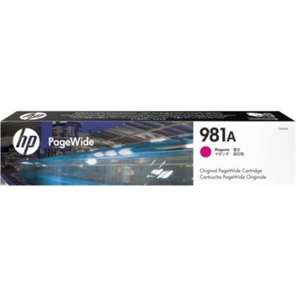 HP Ink original Ink Cart. J3M69A No.981A: Pagewide Enterprise Color 556dn/556xh magenta standard capacity Ink Cart. J3M69A No.981A: Pagewide Enterprise Color 556dn/556xh magenta standard capacity