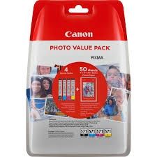 CANON Ink original Ink Cart. CLI-571 Photo Value Pack (c/m/Y/bk) +4x6 PP-201 50 SH (0386C006)  Pixma TS5051/5053/6050/ 6051/6052/8051/8052/9050/9055 Ink Cart. CLI-571 Photo Value Pack (c/m/Y/bk) +4x6 PP-201 50 SH (0386C006)  Pixma TS5051/5053/6050/ 6051/6