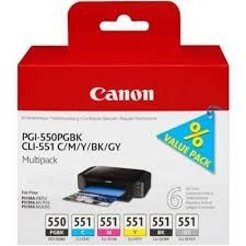CANON Ink original Ink Cart.PGI-550/CLI-551 Multipack  MG6350/MG5450/ iP7250/MX925 PGBK/C/m/y/bk/gy (6496B005) Ink Cart.PGI-550/CLI-551 Multipack  MG6350/MG5450/ iP7250/MX925 PGBK/C/m/y/bk/gy (6496B005)