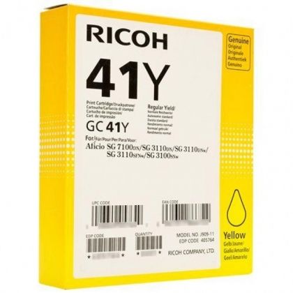 RICOH Gel ink original Gel Cart. GC-41  SG3100SNw/3110DN/DNW/ SFNw/7100DM yellow HC (405764) Gel Cart. GC-41  SG3100SNw/3110DN/DNW/ SFNw/7100DM yellow HC (405764)