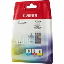 CANON Ink original Ink Cart. CLI-8CO Blister MultiPack (C/M/Y) (0621B026) (0621B029) (0621B036)  iP3300/iP4200/iP4300/ iP4500/iP5200R/iP5300/iP6600 /iX4000/iX5000/iX5200R/iX6700D /MP510/MP530/MP600R/MP810 /MP830/MX700/MX850/Pro9000 Ink Cart. CLI-8CO Blist