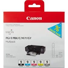 CANON Ink original Ink Cart. PGI-9 Multi Pack (1034B013)(pbk/c/m/y/gy)  Pixma MX7600/Pro 9500 Ink Cart. PGI-9 Multi Pack (1034B013)(pbk/c/m/y/gy)  Pixma MX7600/Pro 9500